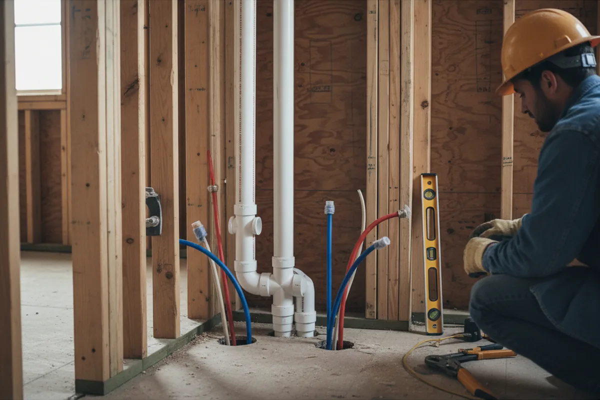 Drain and supply rough-in during Leak Detection in Portland